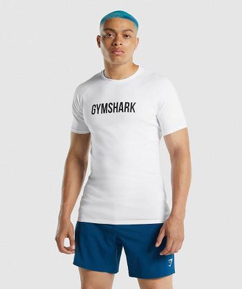 T Shirts Męskie Gymshark Apollo Białe | PL 3936VRW